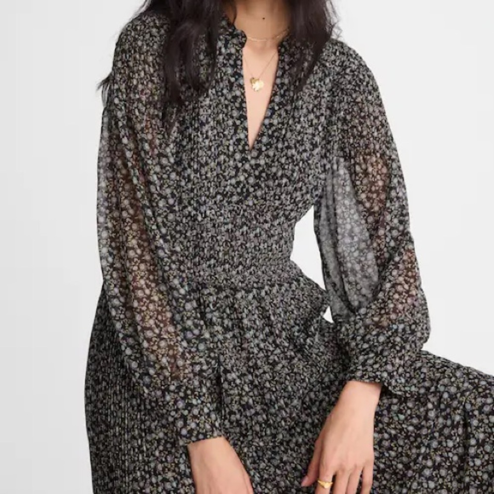 MADEWELL PLEATED PUFF SLEEVE MAXI DRESS IN FLORAL   NWT  original price $258.00 - Picture 5 of 13